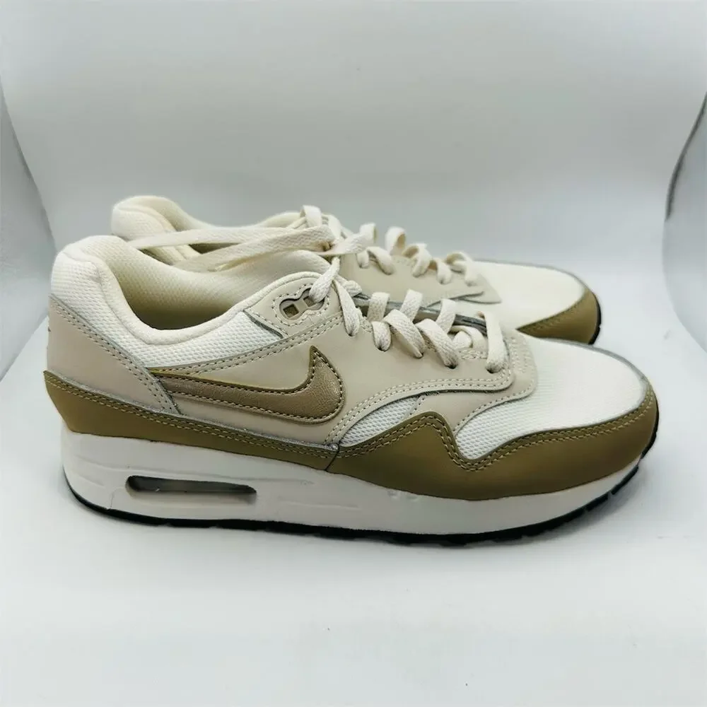 Nike Air Max 1 'Phantom Light Orewood Brown Khaki' Low Top Shoes Size 5.5Y / 7W